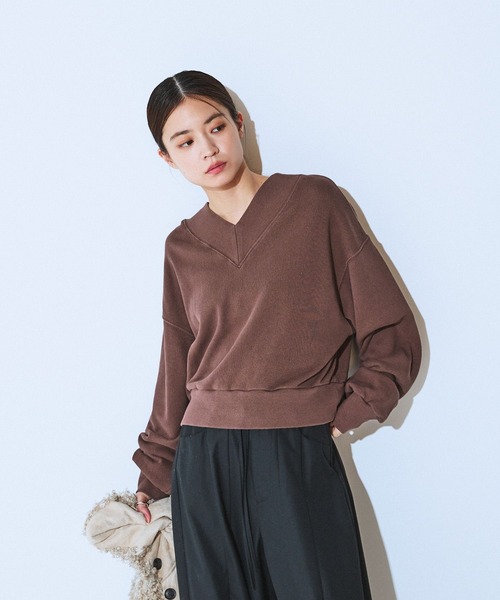 JEANASIS（ジーナシス）の「ヘビーウェイトウラケショートVプルオーバー/618564（スウェット・レディース・グレー/ブラック/ブラウン・FREE）」の21枚目の写真