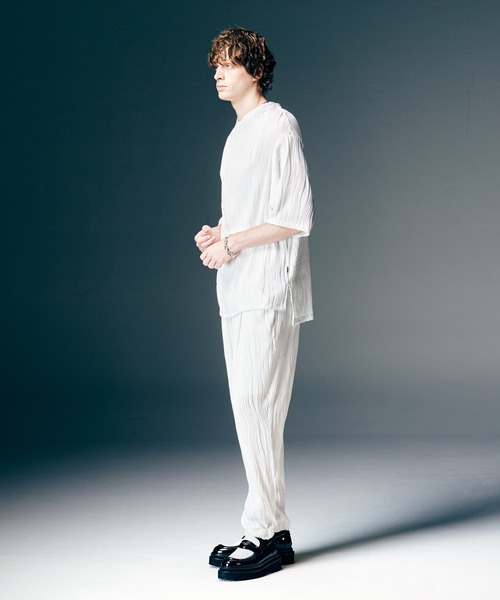 glamb（グラム）の「Willow Crepe Cutsew / ウィロークレープカットソー（Tシャツ/カットソー・メンズ・ホワイト/ブラック・S/M/L）」の9枚目の写真