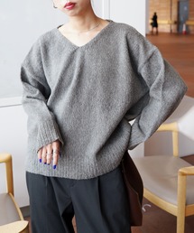 モヘヤライク カラフルMIXシャギーVネックニット