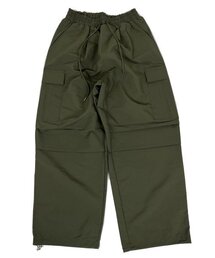Knee tuck cargo nylon wide pants dark khaki