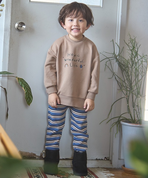 petit main(プティマイン)の「【ウォッシャブル】マルチボーダーニットレギパン(その他パンツ・キッズ・ライトブラウン/ブルー/モカ・90cm/110cm/80cm/100cm)」の3枚目の写真