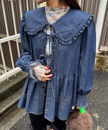 HELLO.SANFRANCISCO | 【HELLO.SANFRANCISCO/ハローサンフランシスコ】衿付きマーガレット刺繍デニムブラウス(シャツ/ブラウス)