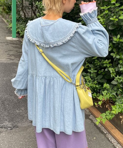 HELLO.SANFRANCISCO（ハローサンフランシスコ）の「【HELLO.SANFRANCISCO/ハローサンフランシスコ】衿付きマーガレット刺繍デニムブラウス（シャツ/ブラウス・レディース・ネイビー/サックスブルー・ONE SIZE）」の13枚目の写真