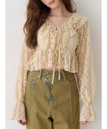 EVRIS | フロントリボンレースクロップドシャツ(シャツ/ブラウス)