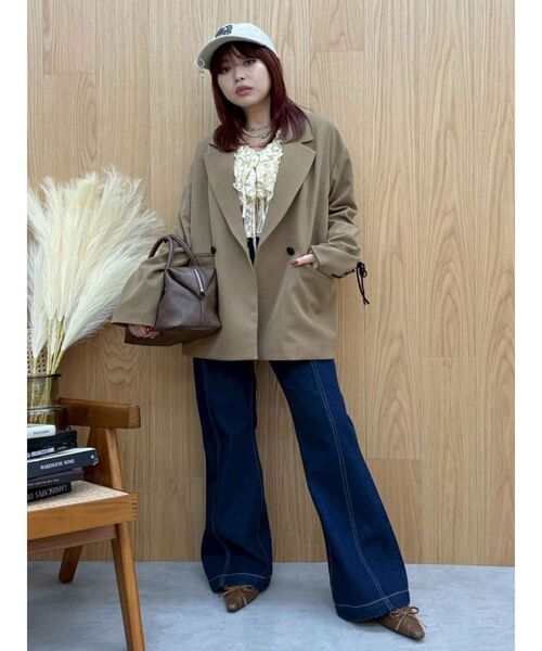 EVRIS（エヴリス）の「フロントリボンレースクロップドシャツ（シャツ/ブラウス・レディース・ブラック/ベージュ・FREE）」の8枚目の写真