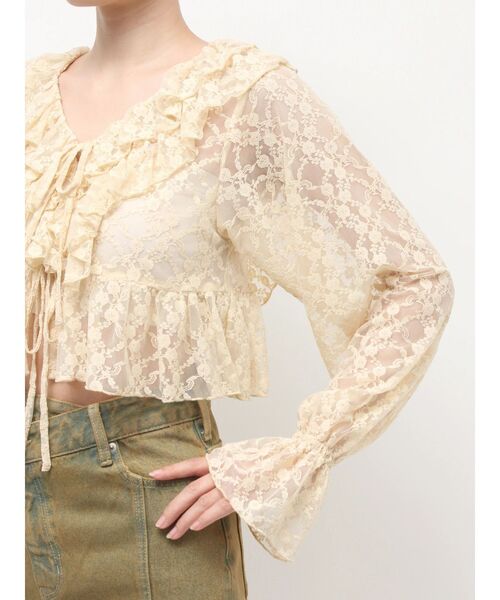 EVRIS（エヴリス）の「フロントリボンレースクロップドシャツ（シャツ/ブラウス・レディース・ブラック/ベージュ・FREE）」の20枚目の写真