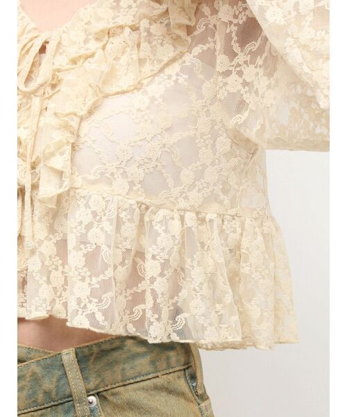 EVRIS（エヴリス）の「フロントリボンレースクロップドシャツ（シャツ/ブラウス・レディース・ブラック/ベージュ・FREE）」の21枚目の写真