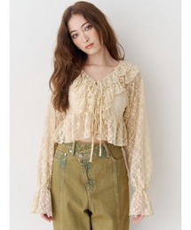 EVRIS | フロントリボンレースクロップドシャツ(シャツ/ブラウス)