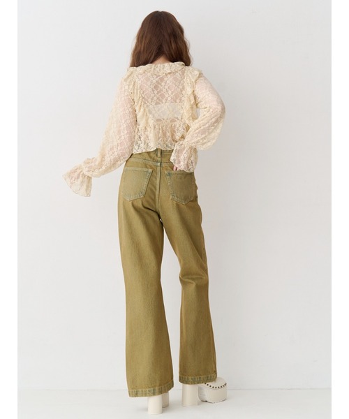 EVRIS（エヴリス）の「フロントリボンレースクロップドシャツ（シャツ/ブラウス・レディース・ブラック/ベージュ・FREE）」の5枚目の写真