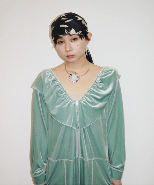 musubore ベロアフリルロンパース musubore（ムスボレ） オールインワン velours frill rompers / ベロア