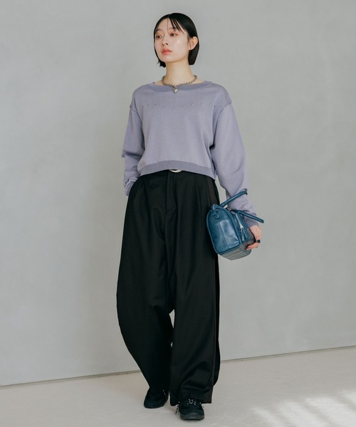 PAGEBOY（ページボーイ）の「サイドキリカエバレルパンツ（スラックス・レディース・グレー/ブラック・FREE）」の3枚目の写真