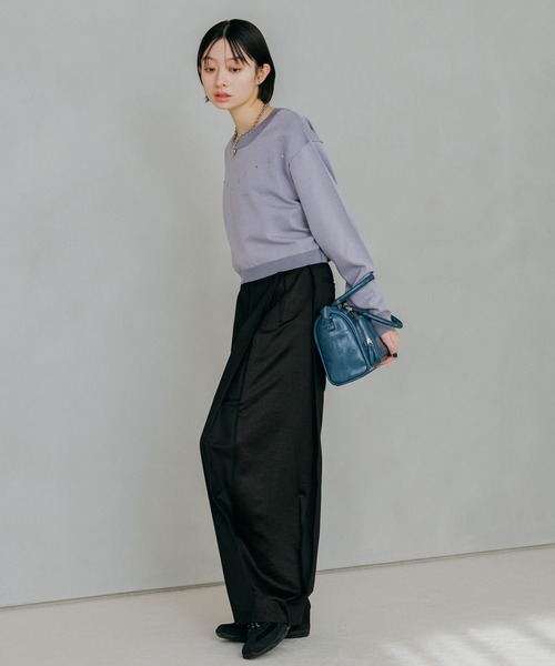 PAGEBOY（ページボーイ）の「サイドキリカエバレルパンツ（スラックス・レディース・グレー/ブラック・FREE）」の4枚目の写真