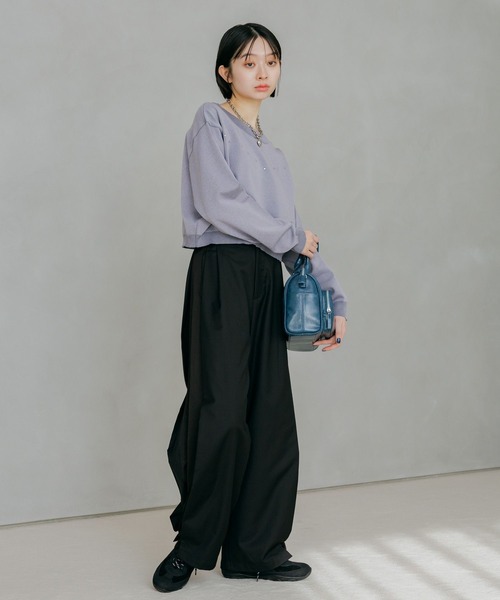 PAGEBOY（ページボーイ）の「サイドキリカエバレルパンツ（スラックス・レディース・グレー/ブラック・FREE）」の6枚目の写真