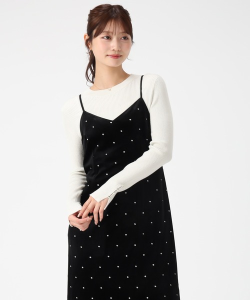 セール】2025秋冬新作 Vネックベロアキャミワンピース（ワンピース