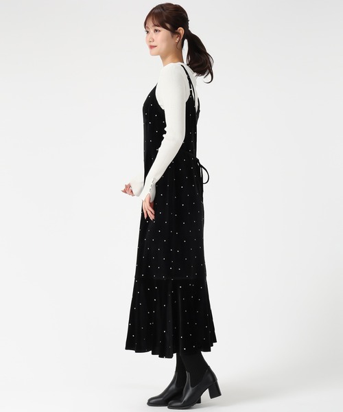 MISCH MASCH（ミッシュマッシュ）の「Vネックベロアキャミワンピース（ワンピース・レディース・ブラック/ピンク・S/M）」の10枚目の写真