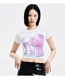 WOMEN BUSTIER TEE   OFF WHITE