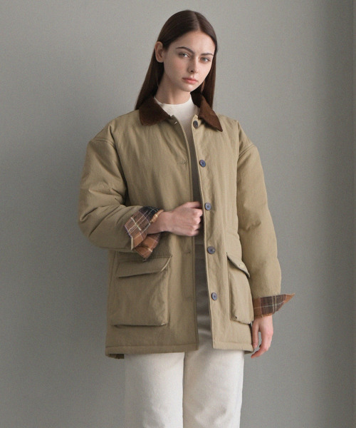 SLOWLOLLI(スローローリ)の「Boarding work padding_2 Colors(ダウンジャケット/コート・レディース・ブラック/Beige・FREE)」の4枚目の写真