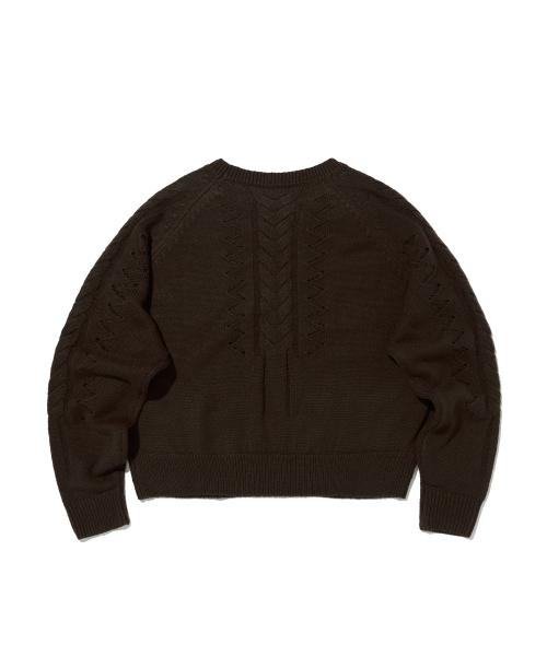 suade（スエード）の「DAMAGED CABLE KNIT [BROWN]（ニット/セーター・レディース・その他・LARGE/MEDIUM）」の2枚目の写真