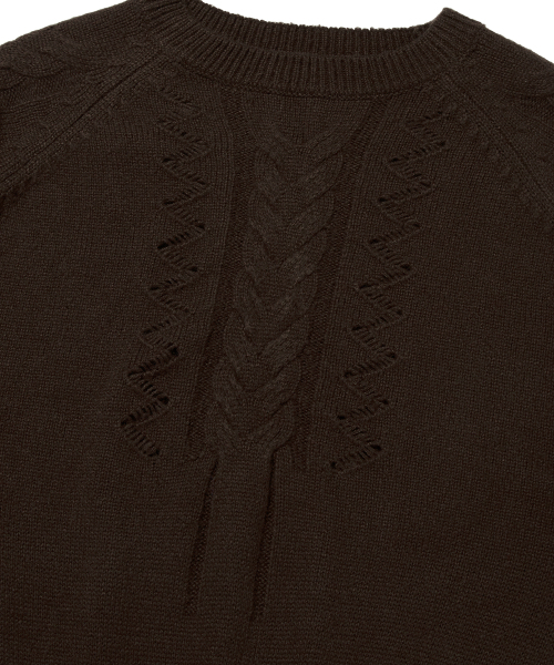 suade（スエード）の「DAMAGED CABLE KNIT [BROWN]（ニット/セーター・レディース・その他・LARGE/MEDIUM）」の4枚目の写真