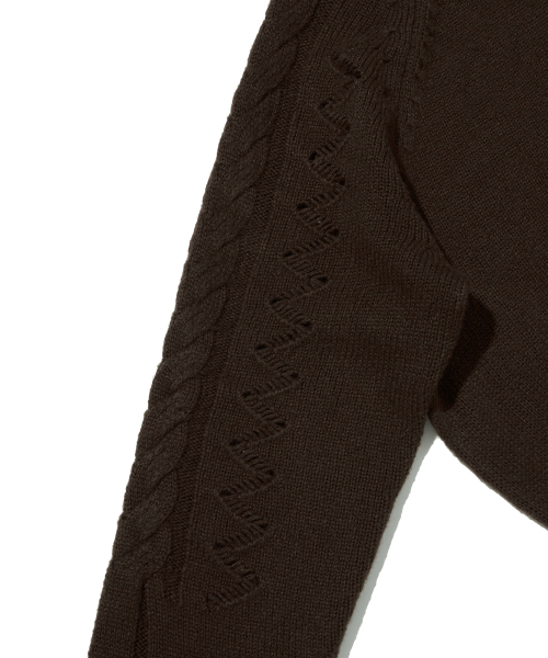 suade（スエード）の「DAMAGED CABLE KNIT [BROWN]（ニット/セーター・レディース・その他・LARGE/MEDIUM）」の6枚目の写真
