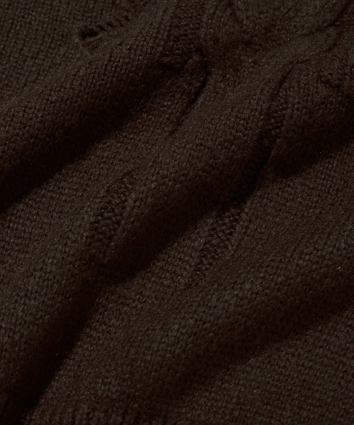 suade（スエード）の「DAMAGED CABLE KNIT [BROWN]（ニット/セーター・レディース・その他・LARGE/MEDIUM）」の8枚目の写真