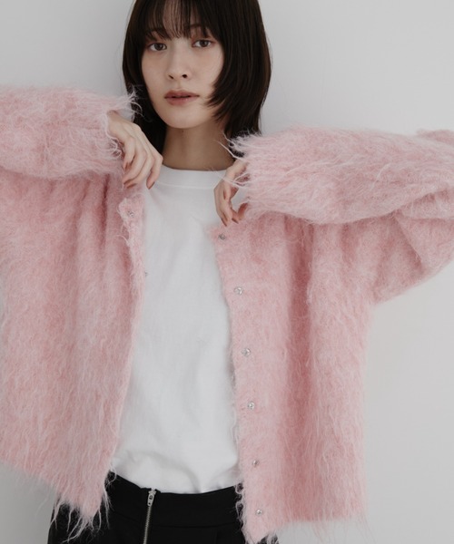 KICO direction item】ミックスシャギーニットカーディガン