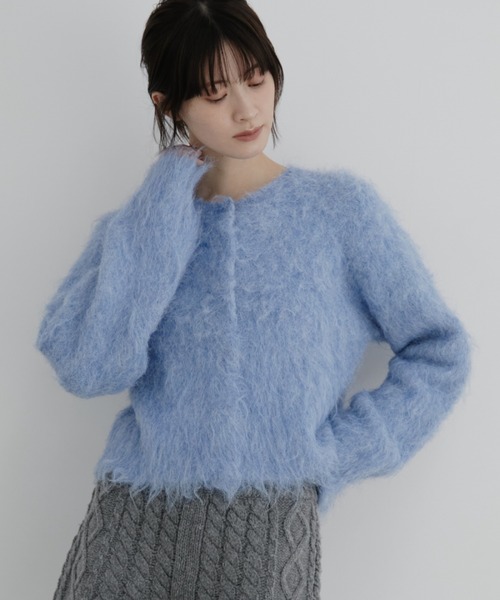 Auntie Rosa(アンティローザ)の「【KICO direction item】ミックスシャギーニットカーディガン(カーディガン/ボレロ・レディース・ブルー/ピンク・FREE)」の2枚目の写真