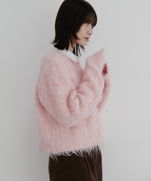 Auntie Rosa(アンティローザ)の「【KICO direction item】ミックスシャギーニットカーディガン(カーディガン/ボレロ・レディース・ブルー/ピンク・FREE)」の6枚目の写真