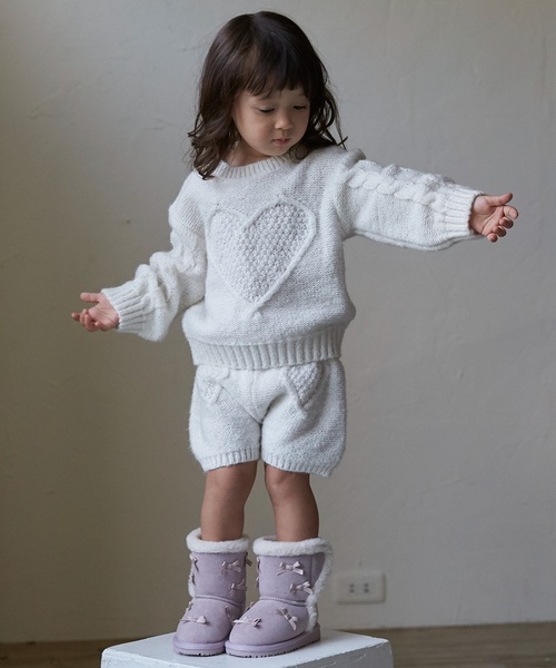 petit main（プティマイン）の「【リンク】ハートケーブルニット（ニット/セーター・キッズ・アイボリー/トップグレー/モカ・S(80-90cm)/M(100-110cm)/L(120-130cm)）」の20枚目の写真