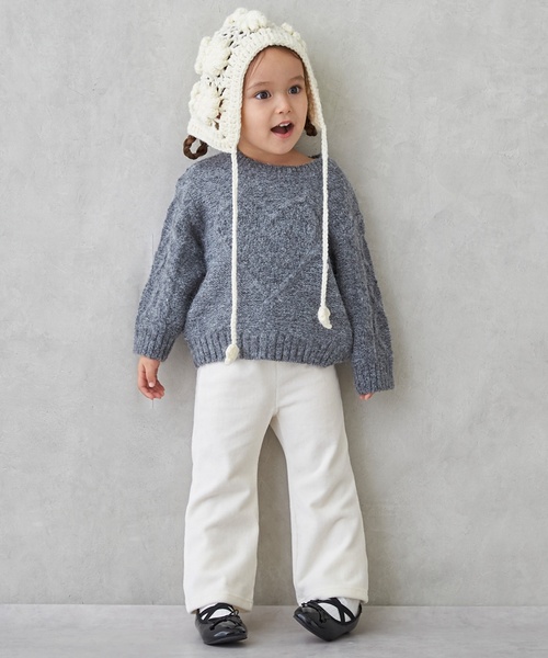 petit main（プティマイン）の「【リンク】ハートケーブルニット（ニット/セーター・キッズ・アイボリー/トップグレー/モカ・S(80-90cm)/M(100-110cm)/L(120-130cm)）」の18枚目の写真