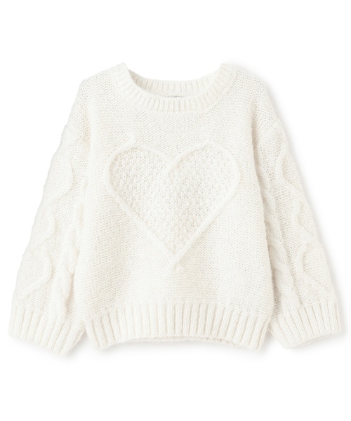 petit main（プティマイン）の「【リンク】ハートケーブルニット（ニット/セーター・キッズ・アイボリー/トップグレー/モカ・S(80-90cm)/M(100-110cm)/L(120-130cm)）」の15枚目の写真