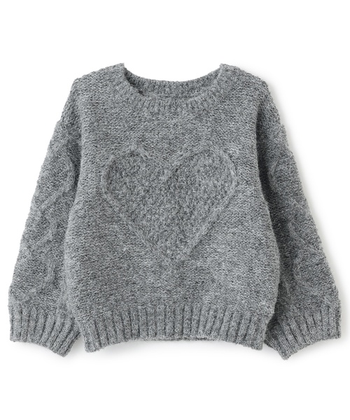 petit main（プティマイン）の「【リンク】ハートケーブルニット（ニット/セーター・キッズ・アイボリー/トップグレー/モカ・S(80-90cm)/M(100-110cm)/L(120-130cm)）」の14枚目の写真