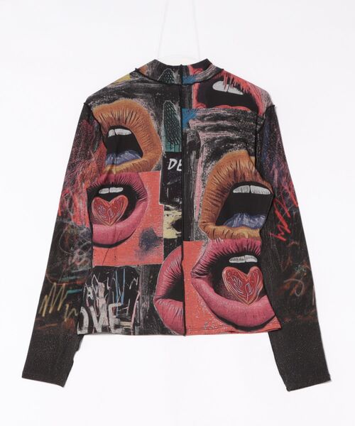 Desigual（デシグアル）の「アートグラフィック タートルネック ニットシャツ（Tシャツ/カットソー・レディース・ブラック・S/M/L/XL/XS）」の2枚目の写真