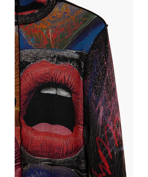 Desigual（デシグアル）の「アートグラフィック タートルネック ニットシャツ（Tシャツ/カットソー・レディース・ブラック・S/M/L/XL/XS）」の3枚目の写真