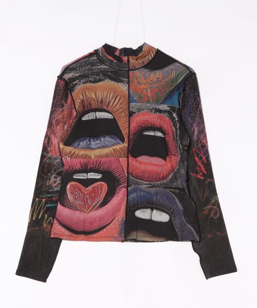 Desigual（デシグアル）の「アートグラフィック タートルネック ニットシャツ（Tシャツ/カットソー・レディース・ブラック・S/M/L/XL/XS）」の4枚目の写真