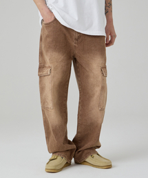 AOTT（アンアウトピット）の「ストーンウォッシングワイドカーゴデニムパンツブラウン（デニムパンツ）」