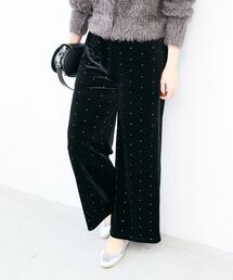 《WEB限定アイテム》グリッタードットベロアイージーパンツ
