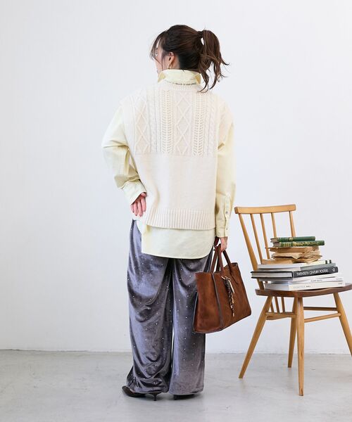 le.coeur blanc（ルクールブラン）の「《WEB限定アイテム》グリッタードットベロアイージーパンツ（その他パンツ・レディース・グレー/ブラック/キャメル・38）」の7枚目の写真