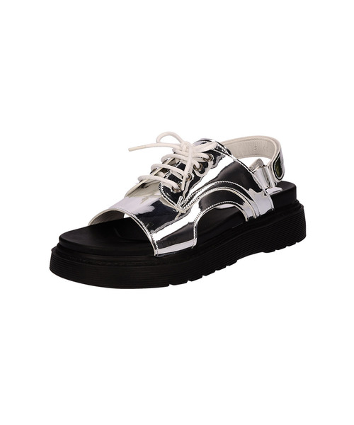 SHOEHI(シューハイ)の「フレイヤレースアップベルクロサンダル(5Colors)_S0545(サンダル・レディース・ホワイト/ブラック/シルバー/ブラック系その他/ベージュ系その他・22.5cm/23cm/23.5cm/24cm/24.5cm/25cm)」の5枚目の写真