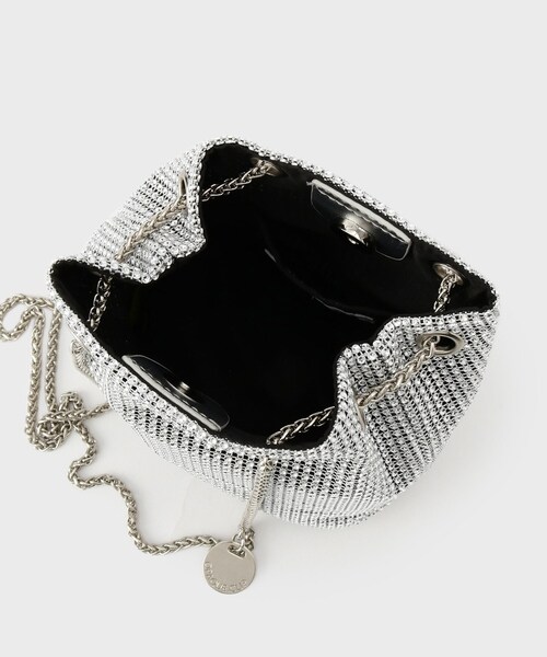 OPAQUE.CLIP（オペークドットクリップ）の「ラインストーン調シャイニー巾着ミニショルダーバッグ【2WAY】（ショルダーバッグ・レディース・ホワイト系3・00）」の9枚目の写真