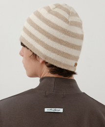WEDNESDAY OASIS（ウェンズデーオアシス）の「ウールヘアリーストライプニットビーニー_BEIGE(WC25-KN86)（ニットキャップ/ビーニー）」