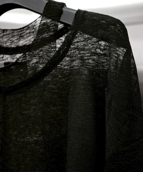 RICH（リッチ）の「【RICH】Ripped Over Knit Top / 【リッチ】シースルーオーバーサイズ長袖ニット（Tシャツ/カットソー・メンズ・ブラック・02/01）」の15枚目の写真