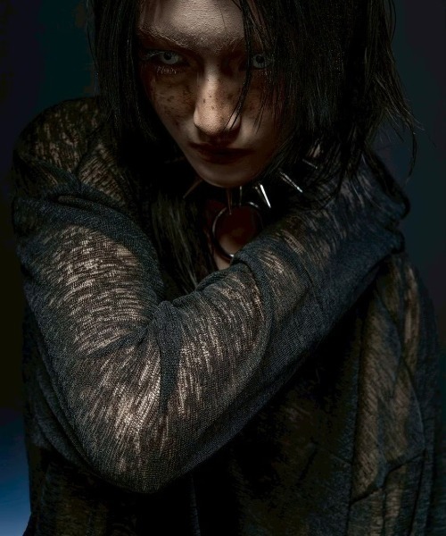 RICH（リッチ）の「【RICH】Ripped Over Knit Top / 【リッチ】シースルーオーバーサイズ長袖ニット（Tシャツ/カットソー・メンズ・ブラック・02/01）」の7枚目の写真