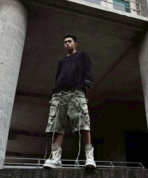 RICH（リッチ）の「【RICH】Ripped Over Knit Top / 【リッチ】シースルーオーバーサイズ長袖ニット（Tシャツ/カットソー・メンズ・ブラック・02/01）」の12枚目の写真