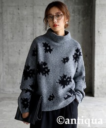 ニット/セーター（グレー/灰色系・花柄・ボタニカル柄）ファッション