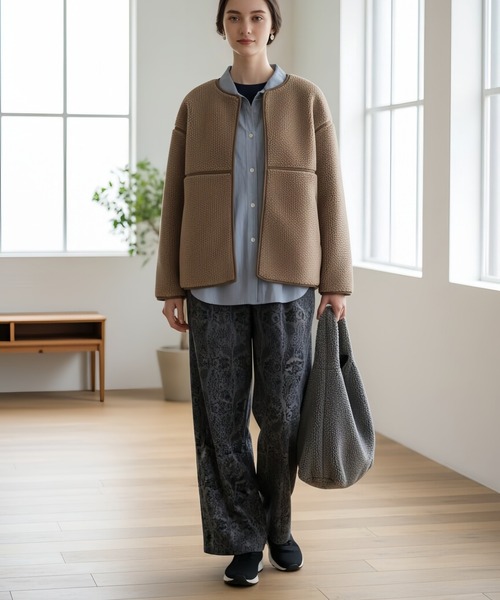 On One's Own(オンワンズオン)の「On One's Own チェックジャガードカットソーストレートパンツ(その他パンツ・レディース・ブラウン/ブラック/グレー/ブラック系1・FREE)」の9枚目の写真