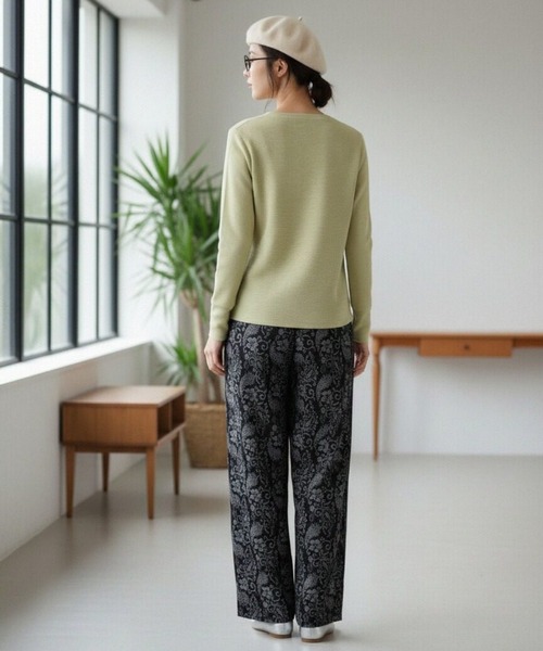 On One's Own(オンワンズオン)の「On One's Own チェックジャガードカットソーストレートパンツ(その他パンツ・レディース・ブラウン/ブラック/グレー/ブラック系1・FREE)」の5枚目の写真