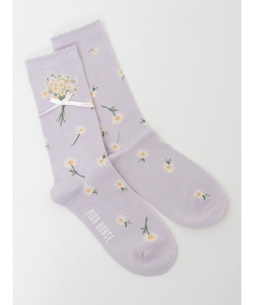 PINK HOUSE（ピンクハウス）の「マーガレットブーケ柄ソックス（ソックス/靴下・レディース・ブラック/サックスブルー/ピンク/ラベンダー・フリー）」の3枚目の写真