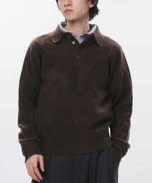 Adoon plain（アドーンプレーン）の「RAGLAN SLEEVE KNIT PORO  / ラグランスリーブニットポロシャツ（ニット/セーター）」