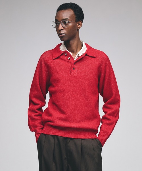 RAGLAN SLEEVE KNIT PORO / ラグランスリーブニットポロシャツ（ニット